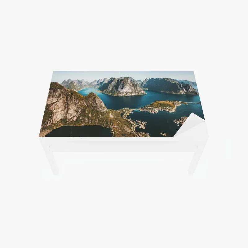 Chapa adhesiva para mesa y escritorio amanecer sobre fiordos y montañas