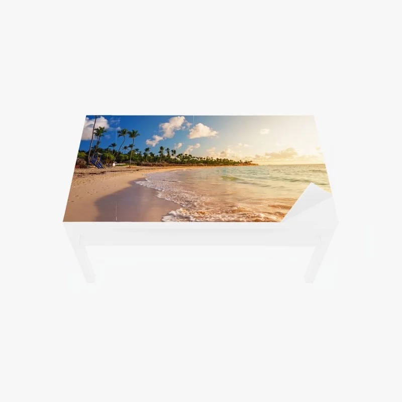 Chapa adhesiva para mesa y escritorio puesta de sol tropical con palmeras