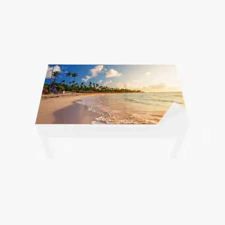 Chapa adhesiva para mesa y escritorio puesta de sol tropical con palmeras – Pixers®