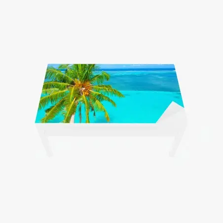 Chapa adhesiva para mesa y escritorio escena paradisíaca de palmeras y océano turquesa – Pixers®