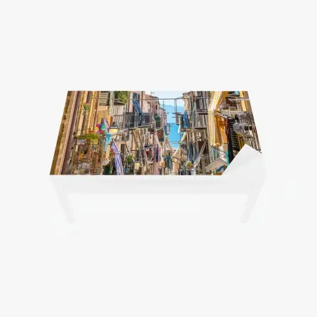 Chapa adhesiva para mesa y escritorio balcones coloridos con vista al mar – Pixers®