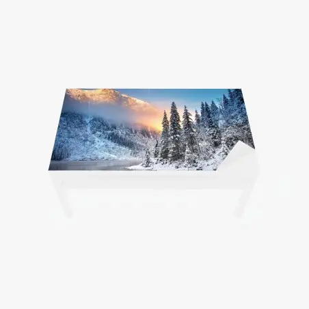 Chapa adhesiva para mesa y escritorio amanecer en Morskie Oko, paisaje invernal de los Tatra – Pixers®