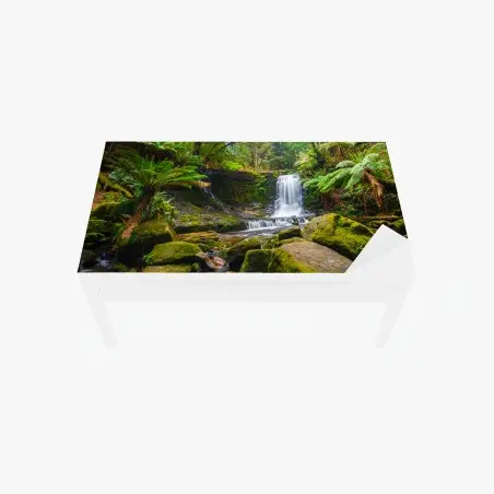 Chapa adhesiva para mesa y escritorio refugio de musgo y cascadas en el bosque – Pixers®