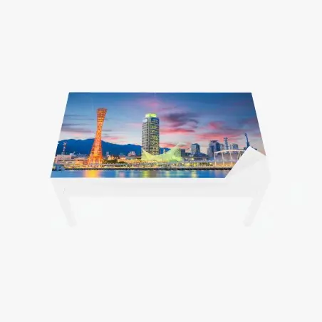 Chapa adhesiva para mesa y escritorio puesta de sol en el puerto de Kobe – Pixers®