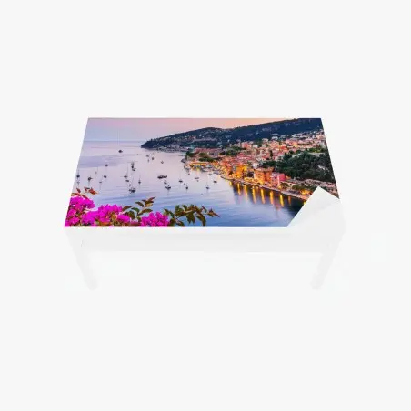 Chapa adhesiva para mesa y escritorio atardecer en Villefranche-sur-Mer, costa de ensueño – Pixers®