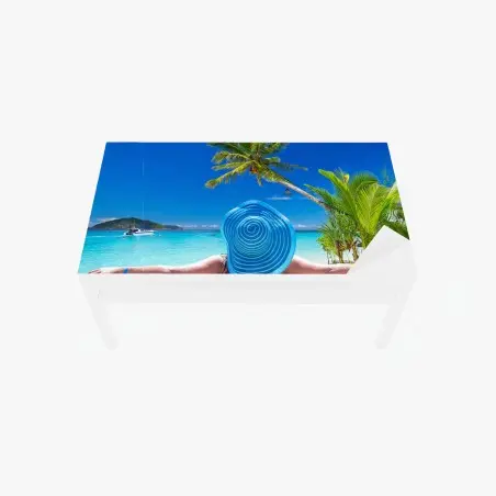 Chapa adhesiva para mesa y escritorio relax tropical en playa turquesa – Pixers®