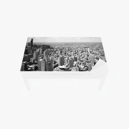 Chapa adhesiva para mesa y escritorio vista aérea de Chicago en blanco y negro – Pixers®