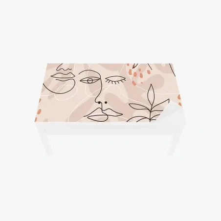Chapa adhesiva para mesa y escritorio rostros abstractos en tonos tierra y hojas – Pixers®