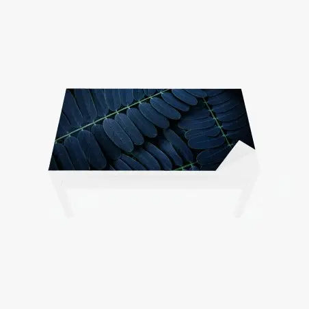 Chapa adhesiva para mesa y escritorio patrón botánico de hojas en tonos azulados – Pixers®