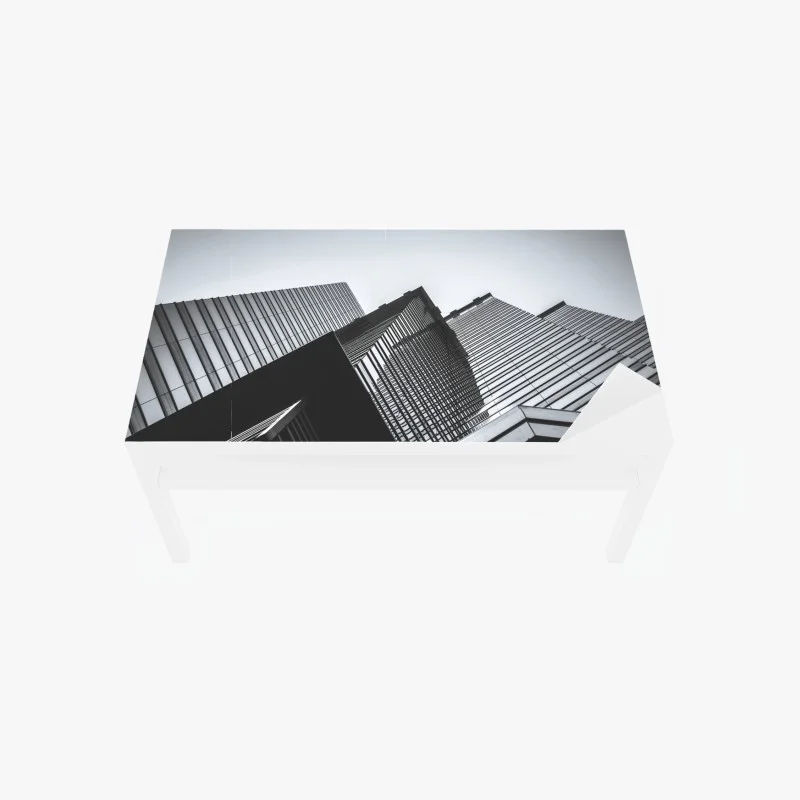 Chapa adhesiva para mesa y escritorio perspectiva urbana de Hong Kong en blanco y negro