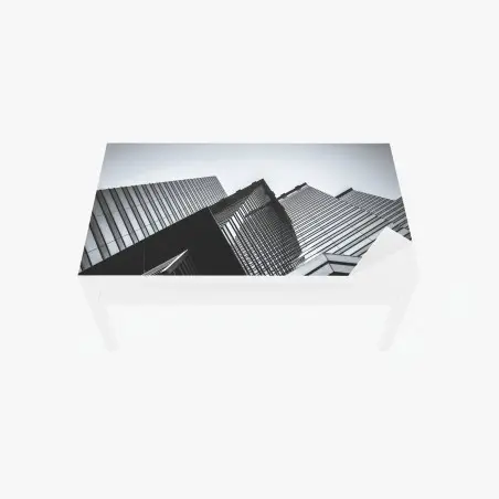 Chapa adhesiva para mesa y escritorio perspectiva urbana de Hong Kong en blanco y negro – Pixers®