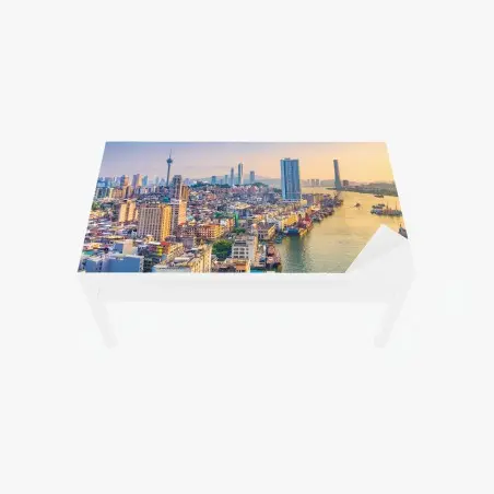 Chapa adhesiva para mesa y escritorio panorama urbano de Macau al atardecer – Pixers®
