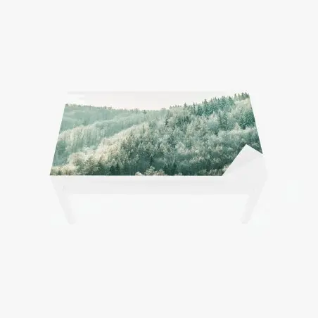 Chapa adhesiva para mesa y escritorio bosque helado en la colina – Pixers®
