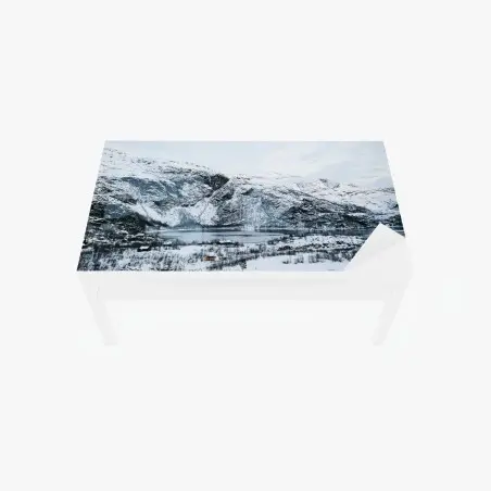 Chapa adhesiva para mesa y escritorio paisaje invernal de lago y montañas – Pixers®