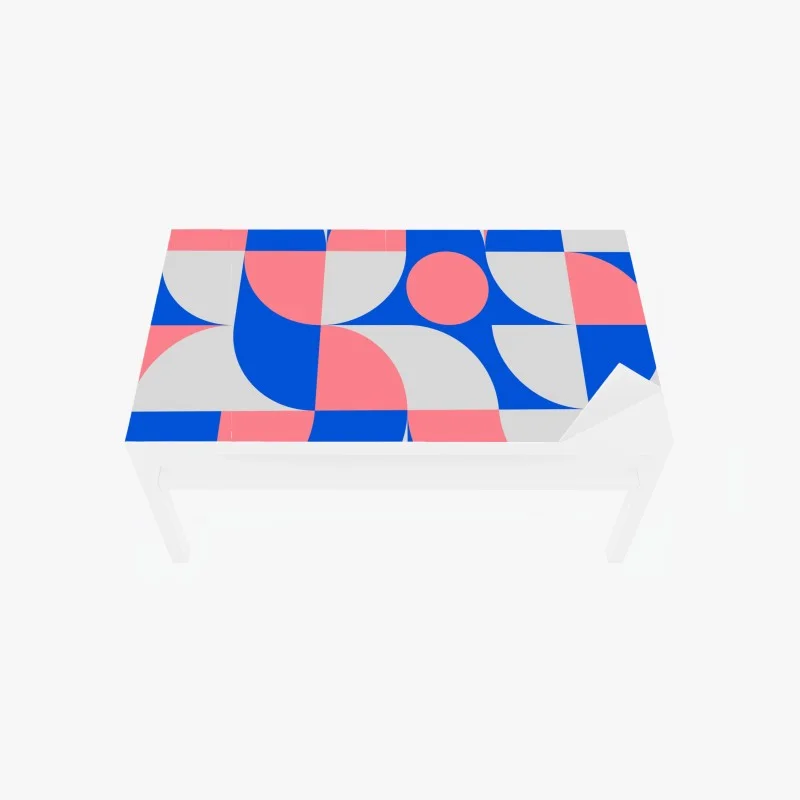 Chapa adhesiva para mesa y escritorio composición geométrica escandinava en rosa y azul