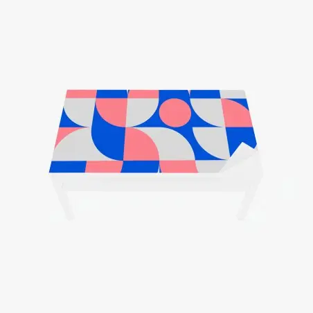 Chapa adhesiva para mesa y escritorio composición geométrica escandinava en rosa y azul – Pixers®