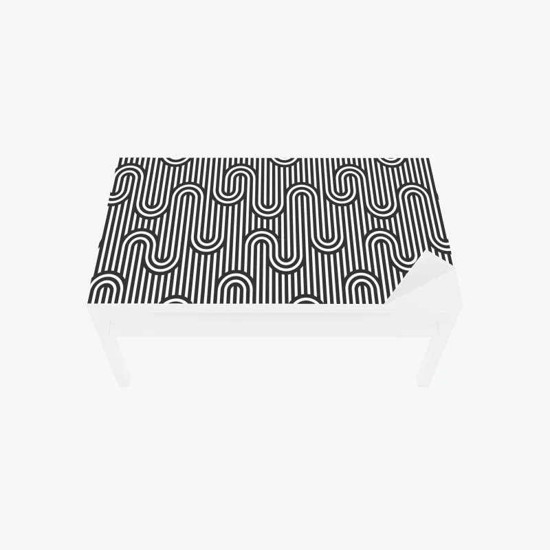 Chapa adhesiva para mesa y escritorio patrón óptico ondulado en blanco y negro
