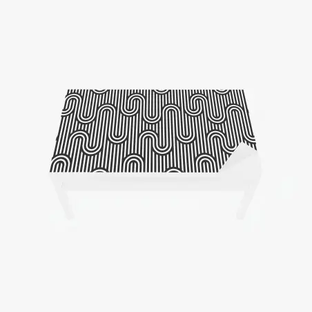 Chapa adhesiva para mesa y escritorio patrón óptico ondulado en blanco y negro – Pixers®