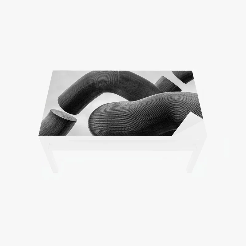 Chapa adhesiva para mesa y escritorio escultura abstracta de formas curvas en blanco y negro