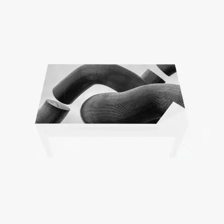 Chapa adhesiva para mesa y escritorio escultura abstracta de formas curvas en blanco y negro – Pixers®