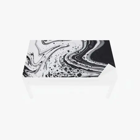 Chapa adhesiva para mesa y escritorio mármol fluido en blanco y negro – Pixers®