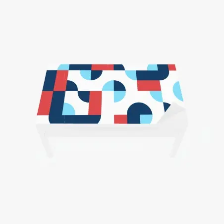 Chapa adhesiva para mesa y escritorio diseño geométrico en paleta azul y coral – Pixers®