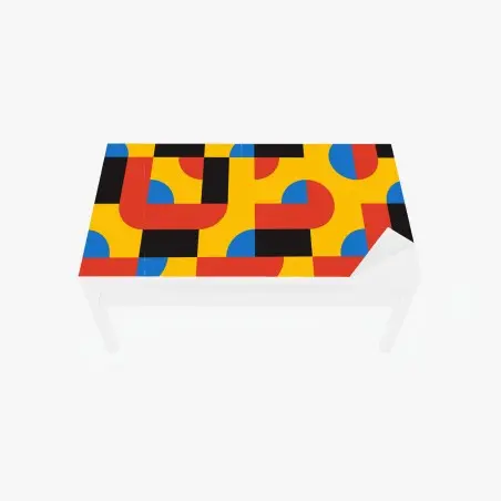 Chapa adhesiva para mesa y escritorio patrón geométrico retro en colores primarios – Pixers®