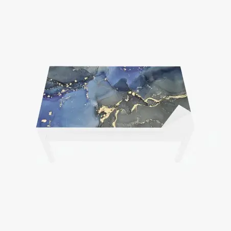 Chapa adhesiva para mesa y escritorio corrientes translúcidas en azul y dorado – Pixers®