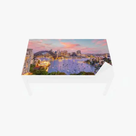Chapa adhesiva para mesa y escritorio atardecer en Sydney: horizonte vibrante sobre la bahía – Pixers®