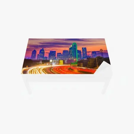 Chapa adhesiva para mesa y escritorio atardecer vibrante sobre Dallas – Pixers®