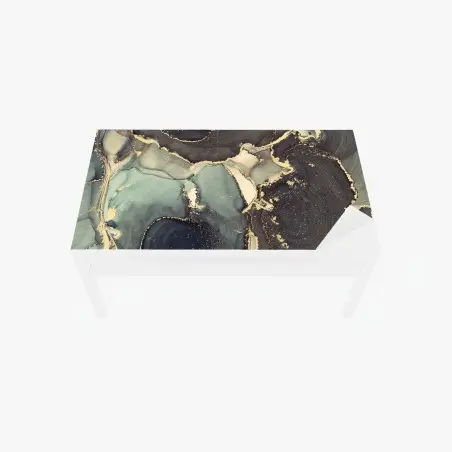 Chapa adhesiva para mesa y escritorio composición abstracta dorada y turquesa – Pixers®