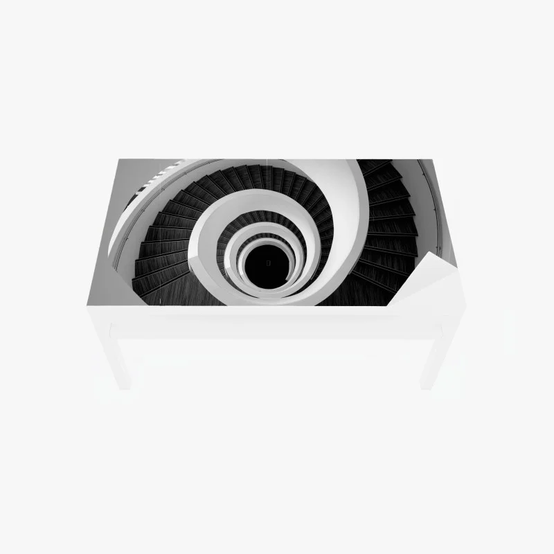 Chapa adhesiva para mesa y escritorio escalera en espiral vista desde arriba