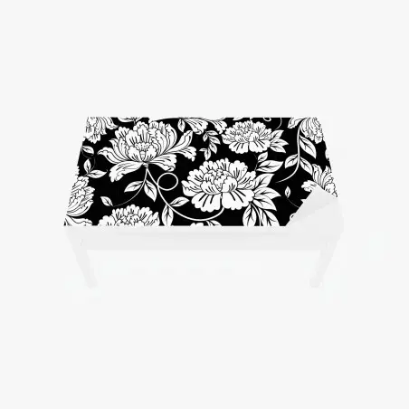 Chapa adhesiva para mesa y escritorio motivo floral elegante en blanco y negro – Pixers®
