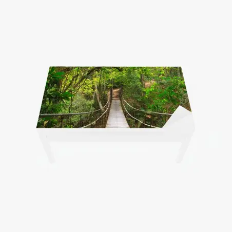 Chapa adhesiva para mesa y escritorio pasarela de madera en bosque frondoso – Pixers®