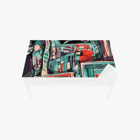 Chapa adhesiva para mesa y escritorio estallido urbano en turquesa y coral – Pixers®