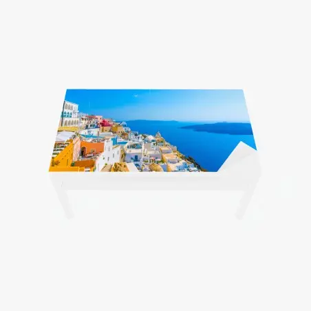 Chapa adhesiva para mesa y escritorio panorama de Santorini sobre la caldera – Pixers®