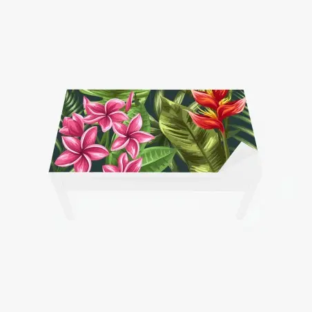 Chapa adhesiva para mesa y escritorio diseño floral tropical con hibisco y plumeria – Pixers®