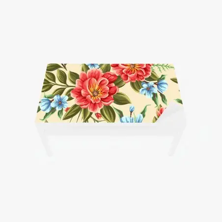 Chapa adhesiva para mesa y escritorio estampado floral en acuarela sobre fondo beige – Pixers®