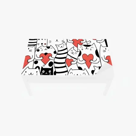Chapa adhesiva para mesa y escritorio patrón de gatos con corazones – Pixers®