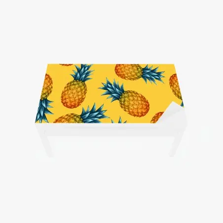 Chapa adhesiva para mesa y escritorio diseño tropical de piñas sobre fondo amarillo – Pixers®