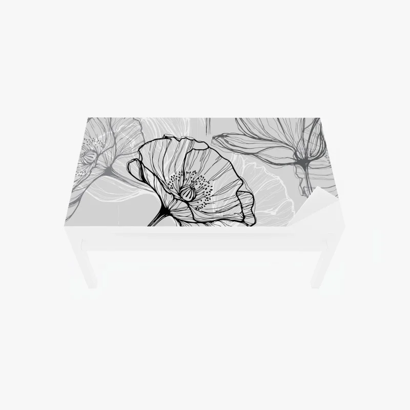 Chapa adhesiva para mesa y escritorio estampado de amapolas en líneas minimalistas