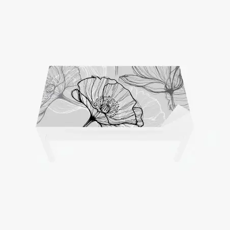 Chapa adhesiva para mesa y escritorio estampado de amapolas en líneas minimalistas – Pixers®