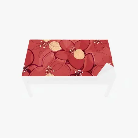 Chapa adhesiva para mesa y escritorio diseño floral en tonos rojos y marfil – Pixers®