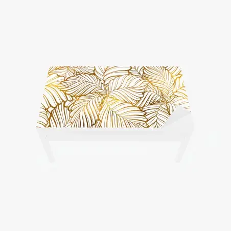 Chapa adhesiva para mesa y escritorio motivo de hojas doradas sobre fondo blanco – Pixers®