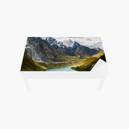 Chapa adhesiva para mesa y escritorio panorama de montaña con lago turquesa – Pixers®