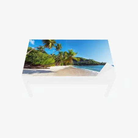 Chapa adhesiva para mesa y escritorio playa tropical con palmeras y mar turquesa – Pixers®