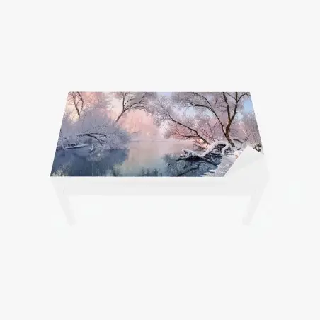 Chapa adhesiva para mesa y escritorio amanecer nevado junto al río – Pixers®