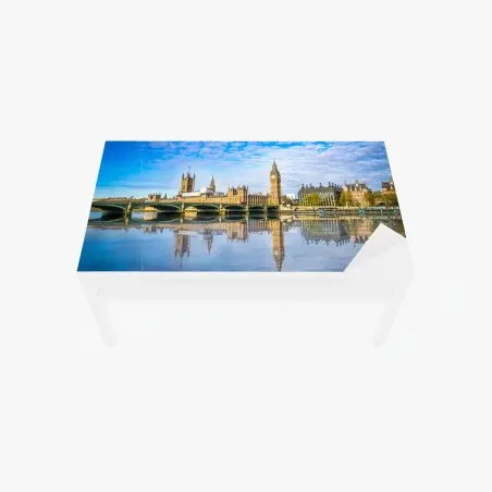 Chapa adhesiva para mesa y escritorio paisaje de Londres con el Big Ben reflejado – Pixers®