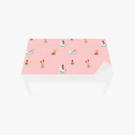 Chapa adhesiva para mesa y escritorio estampado veraniego de piscina con flotadores y mujeres – Pixers®