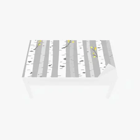 Chapa adhesiva para mesa y escritorio bosque de abedules minimalista con hojas amarillas – Pixers®